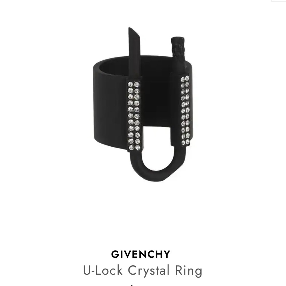 Givenchy Black U-Lock Crystal Ring - Picture 1 of 6